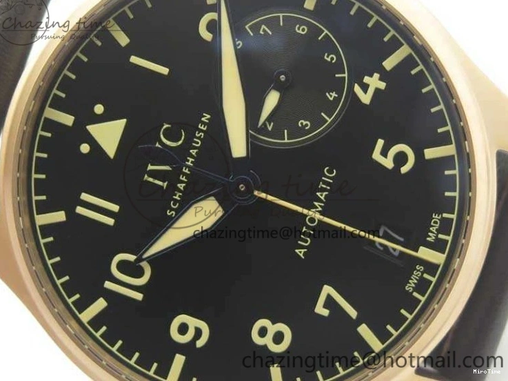 MIROTIME 0503 Big Pilot IW510301 Satin-Polished RG YLF Best Edition Black Dial On Leather Strap A Flexible 7222